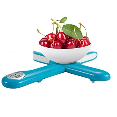 Image of CAMRY Kitchen Scale, Travel Food Digital Folding Weighing Scales, Portable Scales 11lb/5kg with Tare Function Choice Stylish Round LCD Display Screen, Easy to Carry (Blue)