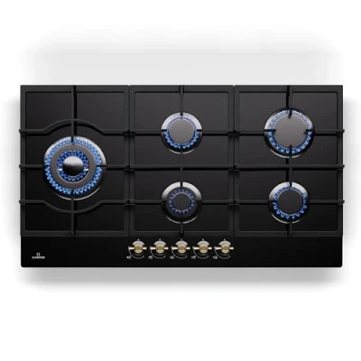 Image of Klarstein Gas Cooker, 5 Burners Hob, 11100W Built in Five Ring Electric Campervan Cooktops Cookers, Stainless Steel Glass Top Wok Burner, Kitchen Stoves LPG Cooker