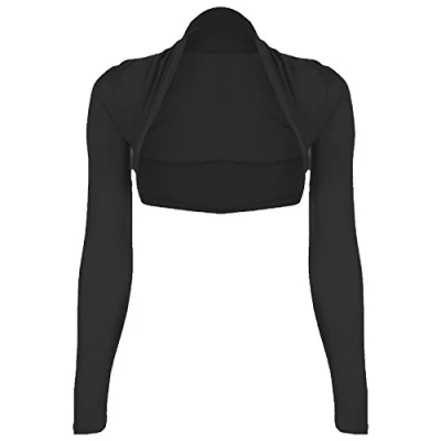 Image of WOMENS LADIES JERSEY LONG SLEEVED SHRUG SIZE 8 14 (BLACK)
