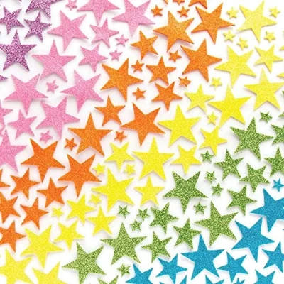 Image of Baker Ross Pastel Glitter Star Stickers Pack of 200, Easter Crafts, Craft For Kids (AX701)