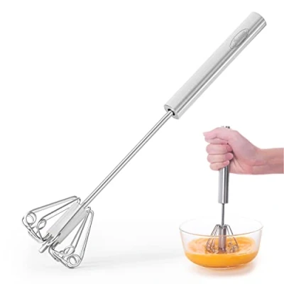 Image of Newness Whizzy Whisk, Stainless Steel Semi Automatic Whisk Blender for Home Versatile Tool Egg Beater, Milk Frother, Hand Push Kitchen Utensil Blending, Whisking, Beating &amp; Stirring