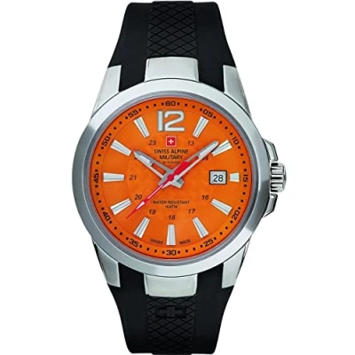 Image of Swiss Alpine Military by Grovana, Men&#039;s Watch, Orange, 7058,.1839, 10ATM, Made