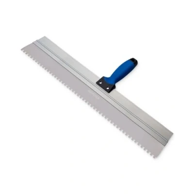 Image of REFINA Serrated Spatula for Base Coats &amp; Monocouche 32&quot; (800mm) Stainless Steel w/ 6mm (C2) Square Notch Blade Ergonomic Grip Rendering Tools Reducing Air Pockets Levelling