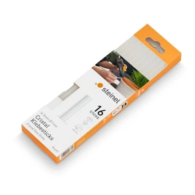 Image of Steinel Cristal glue sticks 7 mm, 16 sticks, 96 g, transparent hot melt adhesive for barely visible joints
