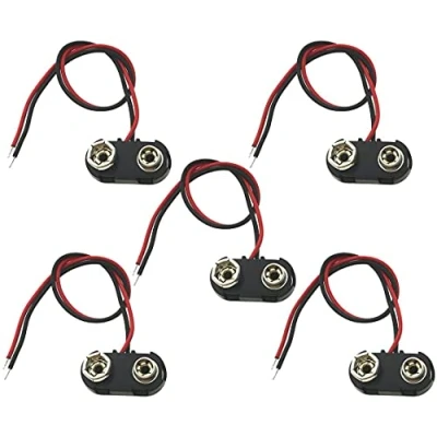 Image of 5Pack 9V Battery Snap Connector 9 Volt Clips Buckle Plastic Housing, T type