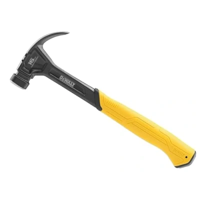 Image of Dewalt Curve Claw Smooth Face Hammer 454g (16oz), Fitted with a Soft Grip Handle for Added Comfort.