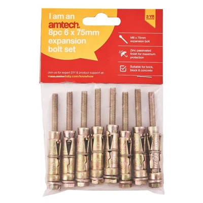Image of Amtech S5920 8 Piece M6 x 75mm Expansion Bolts