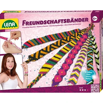 Image of Lena 42689 Craft Friendship 13 Colours and Many Threading Beads, Knotting Children from 6 Years, Jewellery Set with Instructions for braiding Wristbands