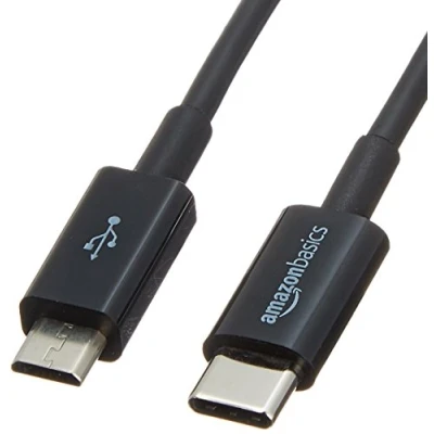 Image of Amazon Basics USB C to Micro 2.0 Cable 0.9 m, Black