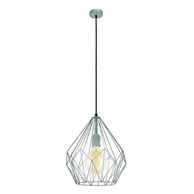 Image of Eglo Carlton 1 Vintage Pendant Lamp, Retro Ceiling Light in Mint Steel, Dining and Living Room Hanging Lighting, E27 Socket