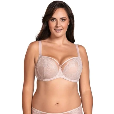 Image of Vivisence Women&#039;s Underwired Lace Non Padded Bra 1044, Pink,34FF