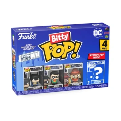 Image of Funko Bitty POP! DC Batman, Robin, Scarecrow and A Surprise Mystery Mini Figure 0.9 Inch (2.2 Cm) Comics Collectable Stackable Display Shelf Included Gift Idea Party Bags Stocking