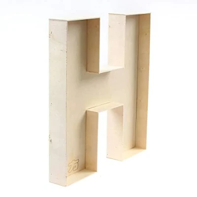 Image of Handmade Unfinished Wooden fillable Letter H