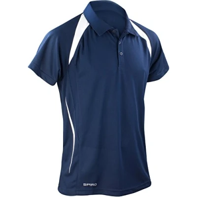 Image of Spiro Men&#039;s Team Spirit Polo T Shirt Navy/White, 3X Large