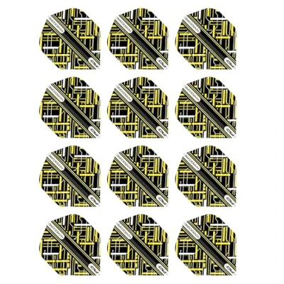 Image of RED DRAGON Hardcore Radical Black &amp; Yellow Dart Flights 4 Sets Per Pack (12 in total)