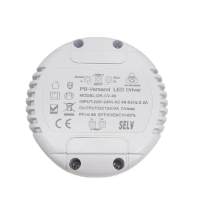Image of PB Versand LED Transformer 12 V DC, 1 40 Watt, Round, Non dimmable, CE, 0.2 Amps, 50 Hz, 80 g