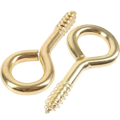 Image of 10x Heavy Duty 65mm Brass Plated Screw in Eyes Partially Threaded