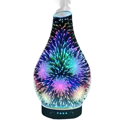 Image of Cello 3D Firework Glass Ultrasonic Diffuser Oil Diffusers And Humidifiers For Home An Aromatherapy To Pair With Essential Oils Or Used As LED Lamp. Home.