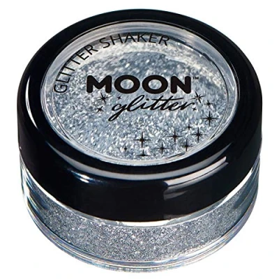 Image of Classic Fine Glitter Shakers by Moon Silver Cosmetic Festival Makeup for Face, Body, Nails, Hair, Lips 5g