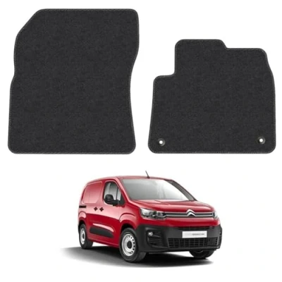 Image of Carpet floor Mats for the Citroen Berlingo (2018+) [Only suitable models with press stud fixing] Custom Van Accessory Tailored fit, Granulated Anti Slip Layer &amp; Black Binding