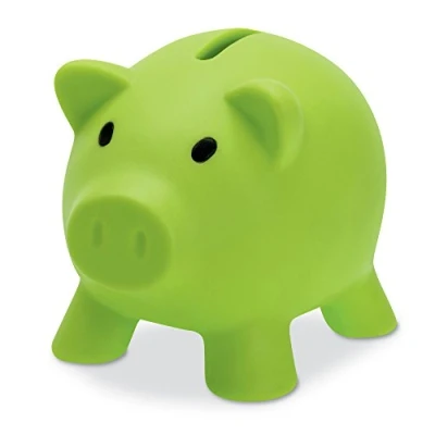 Image of Plastic Piggy Bank/Money Box for Savings Coins Lime
