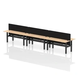 Image of Air B2B 1800x600mm Adjustable 6P Bench Desk CP Maple/Black + Screen