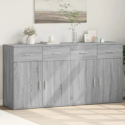 Image of vidaXL Sideboards 2 pcs Grey Sonoma 79x38x80 cm Engineered Wood