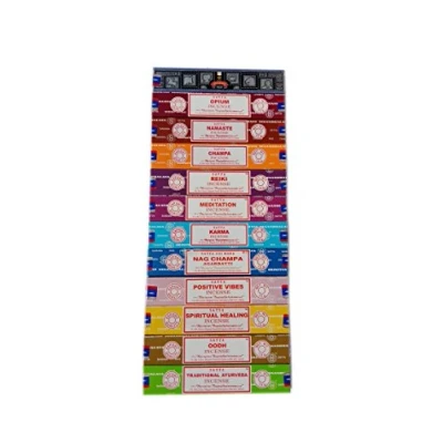 Image of Satya Incense Set x 15gram Includes: Nag, Super Hit, Oodh, Positive Vibes, Namaste, Champa, Opium, Reiki, Spiritual Healing, Karma, Traditional Ayurveda and Meditation, Wood, Multi, 12 Packs