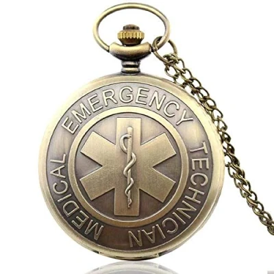 Image of ZGJYSP Pocket Watch Bronze Antique EMT Vintage Pendant Quartz Necklace Chain Gift Retro