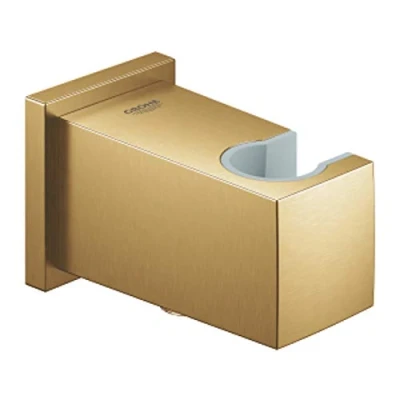 Image of GROHE Euphoria Cube Series 1/2 Outlet Elbow with Fixed Wall Mount for Rooms, 3.8 x 5.2 cm, Brushed Gold (Reference: 26370GN0)