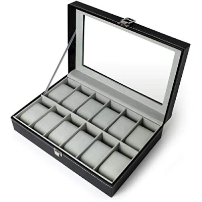 Image of igadgitz home U7089 Watch Box Display Case Black 12