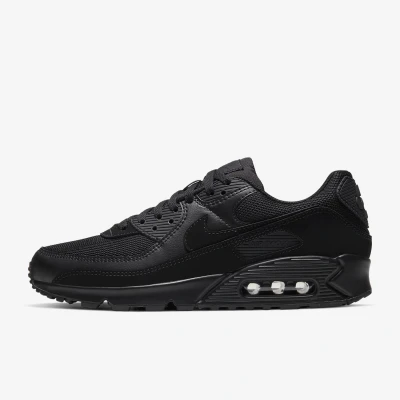 Image of Nike Sportswear AIR MAX 90 Trainers, Men&#039;s, Size: 8, Black Leather and textile