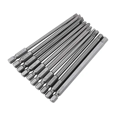 Image of Magnetic BST Screwdriver Bits Set , 10pcs 1/4 Inch Hex Shank Slotted &amp; Cross head for Drill 100mm