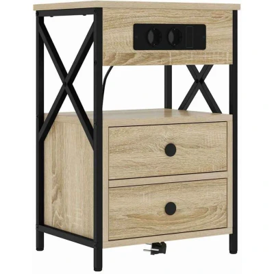 Image of vidaXL Bedside Cabinet Sonoma oak 40 x 31 60 cm Engineered wood
