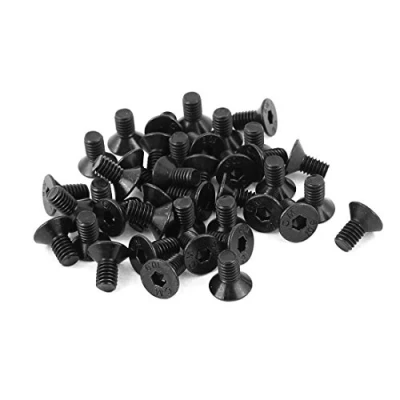 Image of sourcing map 50Pcs Black M4 x 8mm Alloy Steel Hex Socket Flat Head Countersunk Screws Bolts