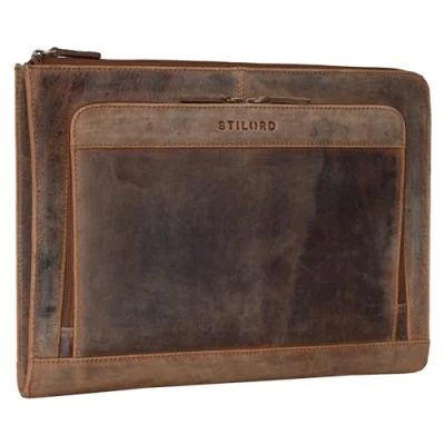 Image of STILORD &#039;Dillon&#039; Conference Folder Leather Vintage Business Case A4 Laptop Case13,3 Inch Notebook MacBook Bag Cover Briefcase Envelope Portfolio, Colour:Calais Brown