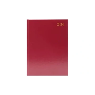 Image of Condiary Desk Diary Week to View A4 Burgundy 2024