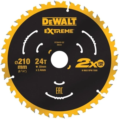 Image of DEWALT Steel Saw Blade 210 x 30 2.4mm, 24 Teeth (DEWDT20432 QZ), 1 Pc