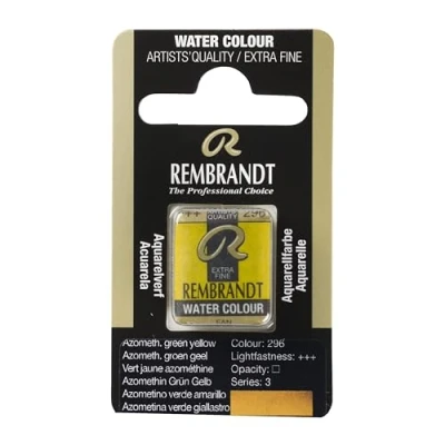 Image of Royal Talens : Rembrandt Watercolour Paint Half Pan Azomethine Green Yellow