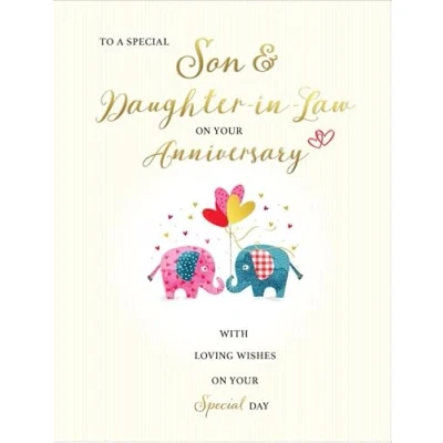 Image of Piccadilly Greetings Anniversary Card, To a Special Son &amp; Daughter in Law 8 x 6 inches