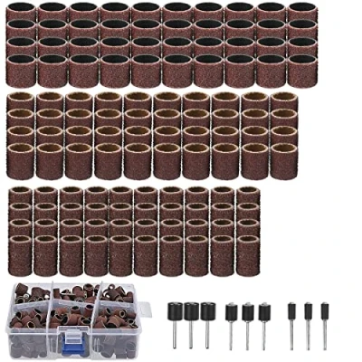 Image of 338 PCS Sanding Drum Kit, Sander Set, Mandrels with Free Box, Dremel Accessories,Nail Band Sleeves, Sanding, Drums for Rotary Tool 1/2 3/8 1/4