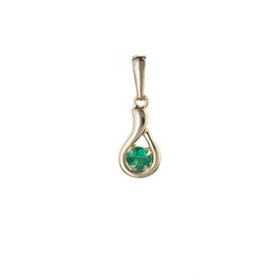 Image of Funkyrox 9ct Yellow Gold curl shape teardrop with emerald green stone pendant/without chain