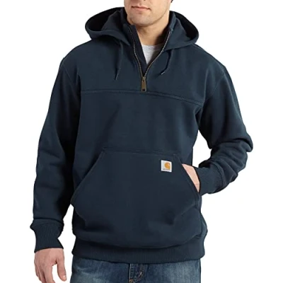 Image of Carhartt Men&#039;s Rain Defender Paxton Heavyweight Hooded Zip Sweatshirt Blue
