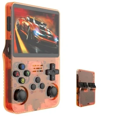 Image of R36S Retro Handheld Video Game Console, 3.5Inch IPS Screen Player 64g TF Card 10,000+ Games With Open Source Linux System (Orange)