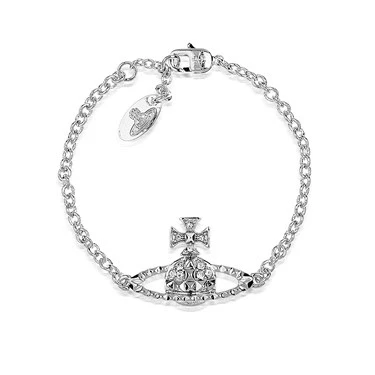 Image of Vivienne Westwood Mayfair Relief Bracelet rhodium/crystal, Women&#039;s, Size: One Size, Rhodium/crystal