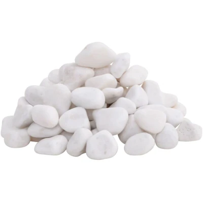 Image of vidaXL Polished Pebbles 10 kg White 2 5 cm