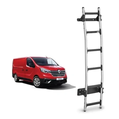 Image of Rhino Rear Door Ladder for Renault Trafic Van Fits 2014+ [Stanard Roof] 6 Anti Slip Steps 120kg Support