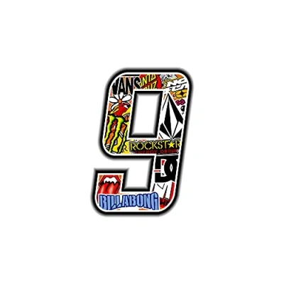 Image of Racing Number 9, Sticker Bomb, 10 x 7.5 cm