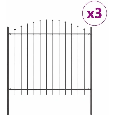 Image of vidaXL Grey Garden Fence with Hoop Top 5.1 x 1.5 m Steel