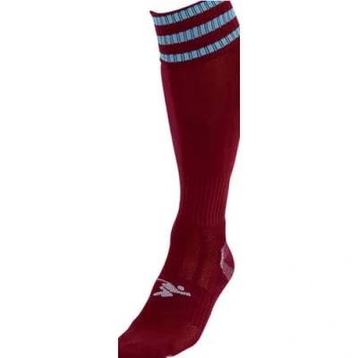 Image of Loops ADULT Size 7 11 Pro 3 Stripe Football Socks MAROON/SKY BLUE Contoured Ankle
